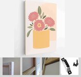 Abstract still life in pastel colors. Collection of contemporary art. Abstract paper cut elements, flowers for social media, posters, postcards, print - Modern Art Canvas - Vertica