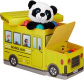 speelgoedkist - opvouwbare poef - 50 L - schoolbus design - geel