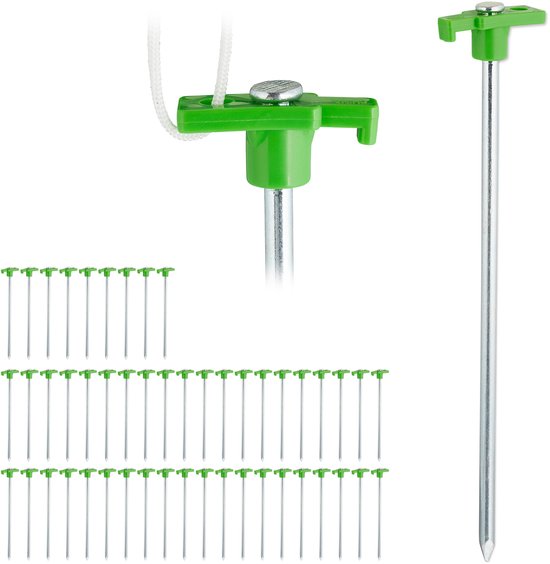 Relaxdays 50x grondpen lichtgroen - rotspen - tentharingen - rotsharing - grondanker van Relaxdays — afbeelding 2