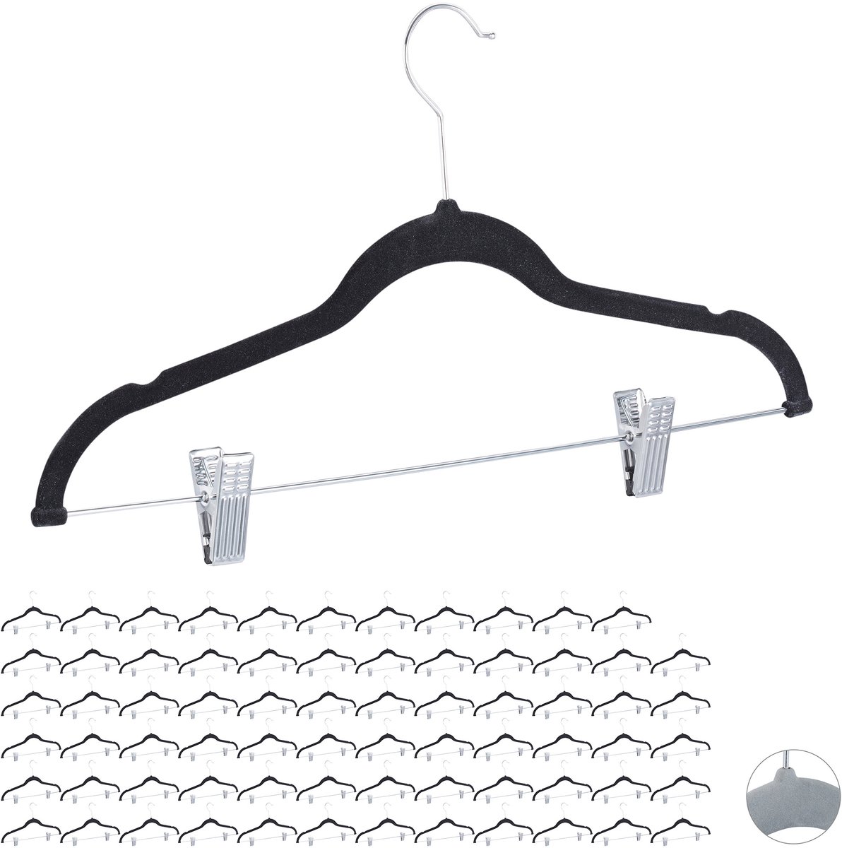 72x kledinghanger met clips - fluweel - klerenhanger - broekhangers