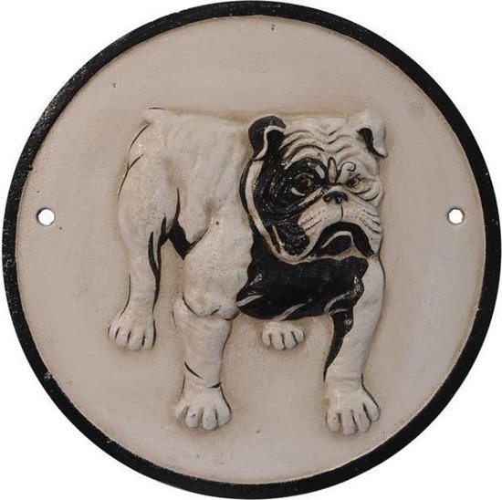Wanddecoratie - Bulldog hond - Gietijzeren wandbord. - 23,8 cm hoog