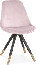 Alterego Design stoel 'HAMILTON' in roze fluweel en poten in zwart hout