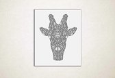 Line Art - Giraffe vierkant - S - 55x45cm - Wit - geometrische wanddecoratie