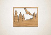 Wanddecoratie - Wandpaneel - adelaar in bos - XS - 23x30cm - Eiken - muurdecoratie - Line Art