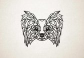 Line Art - Hond - Papillon - S - 45x53cm - Zwart - geometrische wanddecoratie