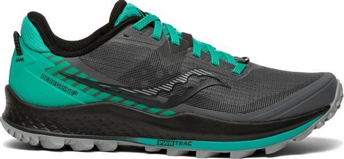 Saucony Peregrine 11 Dames - Sportschoenen - grijs/groen - maat 37.5