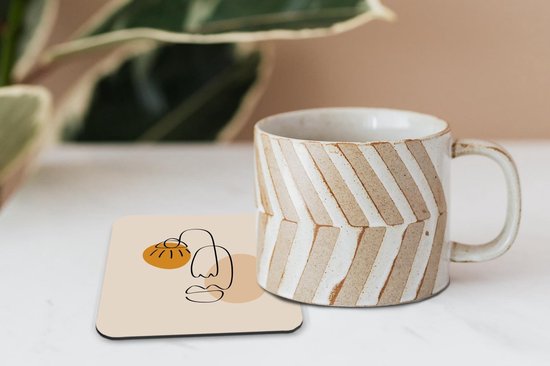 Sous-verres -verres - Minimalisme - Pastel - Visage - 10x10 cm - 6 pièces