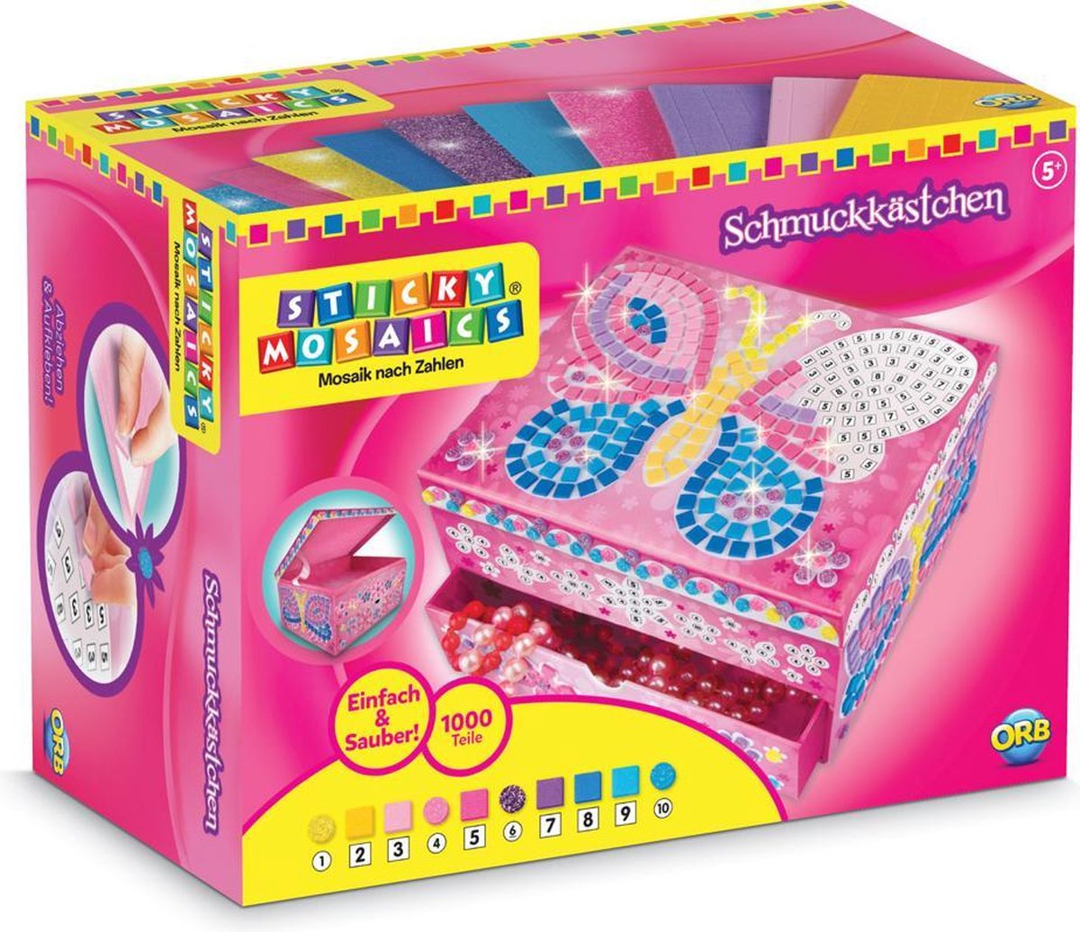Sticky Mosaics Juwelendoos Sticky Mosaics Vlinder Junior Roze