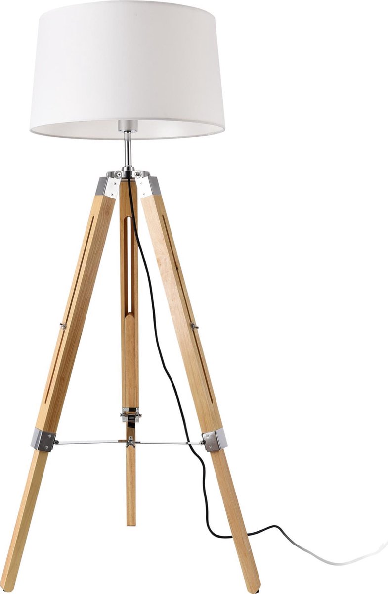 Staande lamp Karlsbad vloerlamp 145 cm wit en hout E27 | bol.com