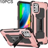 Voor Motorola Moto G Stylus 2021 10 PCS Knight Jazz PC + TPU Schokbestendige beschermhoes met opvouwbare houder (rosé goud)