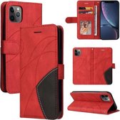 Dual-color splitsen horizontale flip PU lederen tas met houder & kaartsleuven & portemonnee voor iPhone 11 Pro Max (rood)