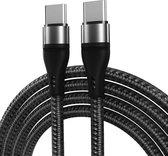 PD 60W USB-C / Type-C naar USB-C / Type-C Snel opladende nylon gevlochten datakabel, kabellengte: 2m (zwart)