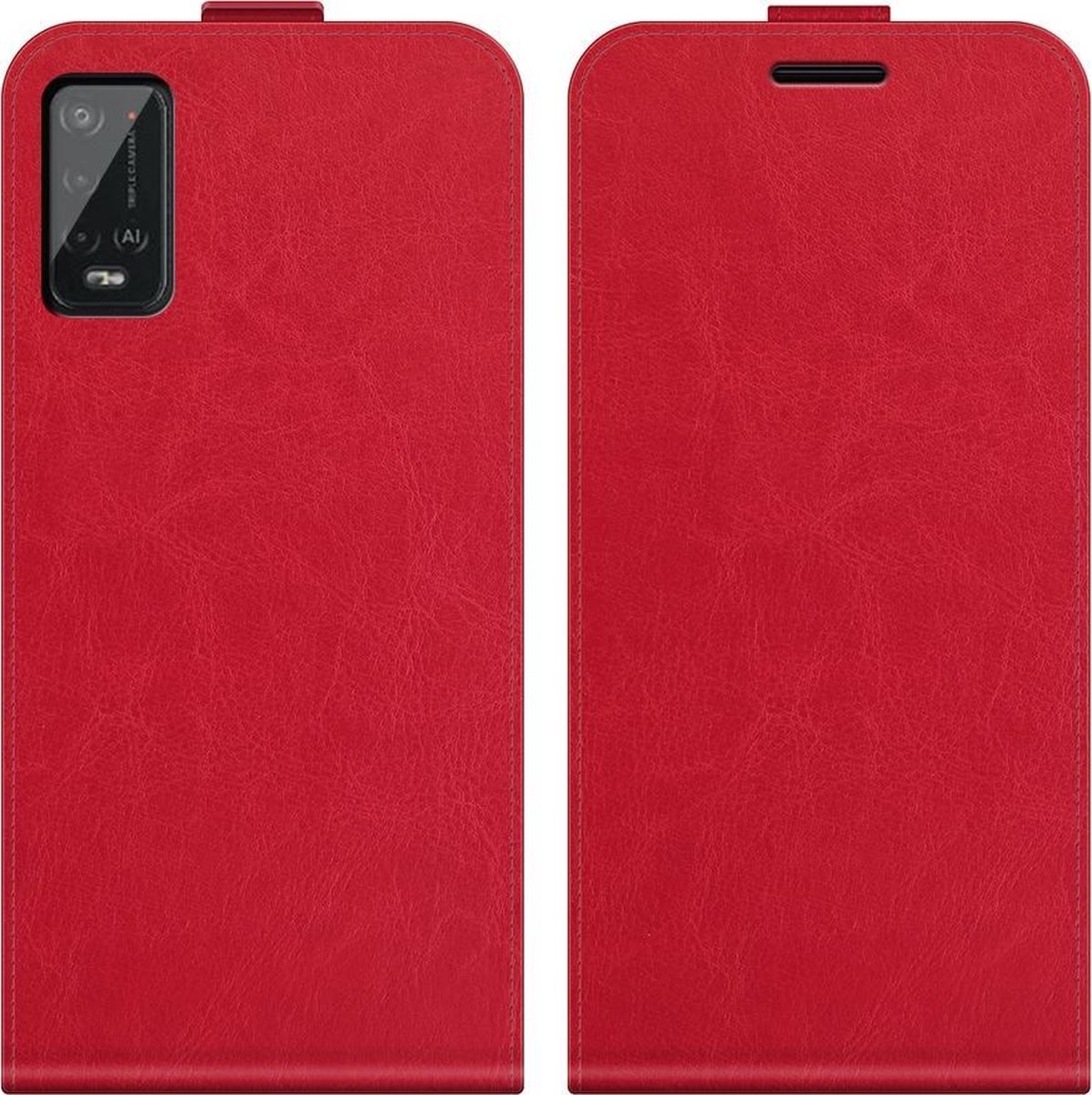 Mobigear Telefoonhoesje geschikt voor Wiko Power U20 Hoesje | Mobigear Flipcase | Pasjeshouder voor 1 Pasje | Telefoonhoesje voor Pinpas / OV Kaart / Rijbewijs - Rood