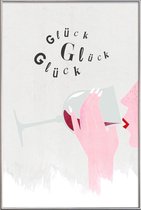 JUNIQE - Poster met kunststof lijst Glück Glück Glück -40x60 /Ivoor &