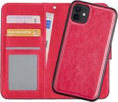 Hoes voor iPhone 12 Pro Hoesje Flipcase Uitneembaar Bookcase 2-in-1 Hoesje Hard Case - Donker Roze