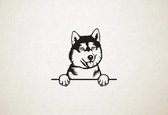 Siberische Husky - hond met pootjes - XS - 21x23cm - Zwart - wanddecoratie