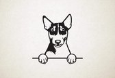 Miniature Bull Terrier - hond met pootjes - S - 45x45cm - Zwart - wanddecoratie