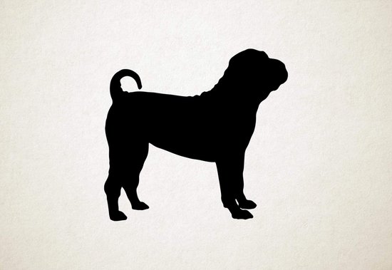Shar-pei chinois - Silhouette chien - M - 60x64cm - Zwart - décoration murale