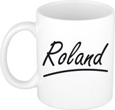 Roland naam cadeau mok / beker met sierlijke letters - Cadeau collega/ vaderdag/ verjaardag of persoonlijke voornaam mok werknemers