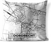 Tuinkussen - Kaart - Dordrecht - Zwart - Wit - 40x40 cm - Weerbestendig