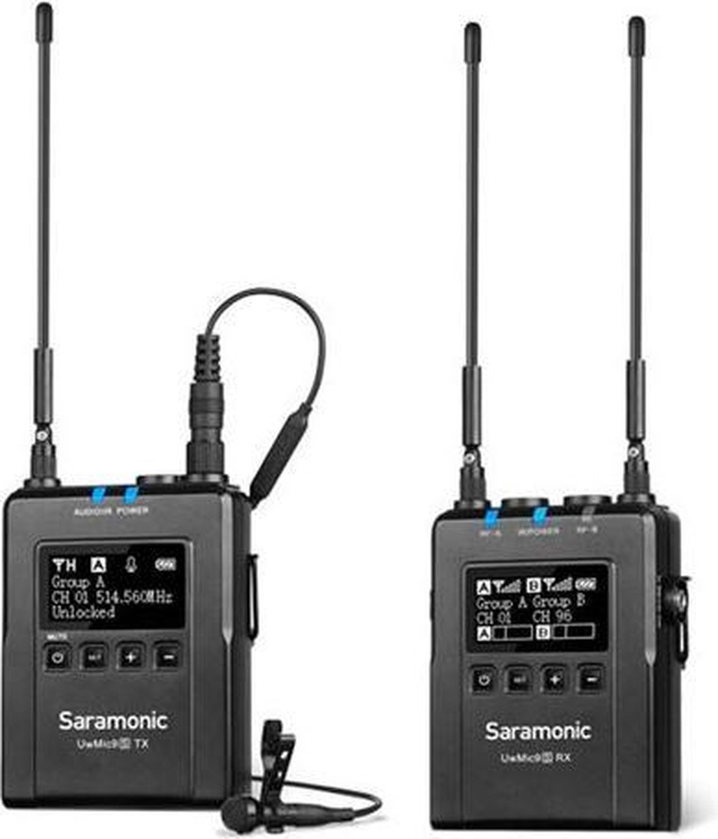 Saramonic UwMic9S kit 1 draadloze Lavalier Microfoon TX9S + RX9S UHF voor op camera te gebruiken