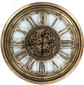 Grote Industriele wandklok Moud XL - antiek goud - bewegende tandwielen - 80 cm