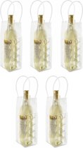 Set van 5x stuks wijnfles koeltas 25 cm - Handige koeltassen voor wijnflessen/frisdrankflessen voor onderweg