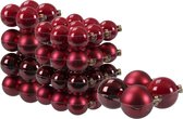 60x stuks glazen kerstballen rood/donkerrood 6, 8 en 10 cm mat/glans - Kerstversiering/kerstboomversiering