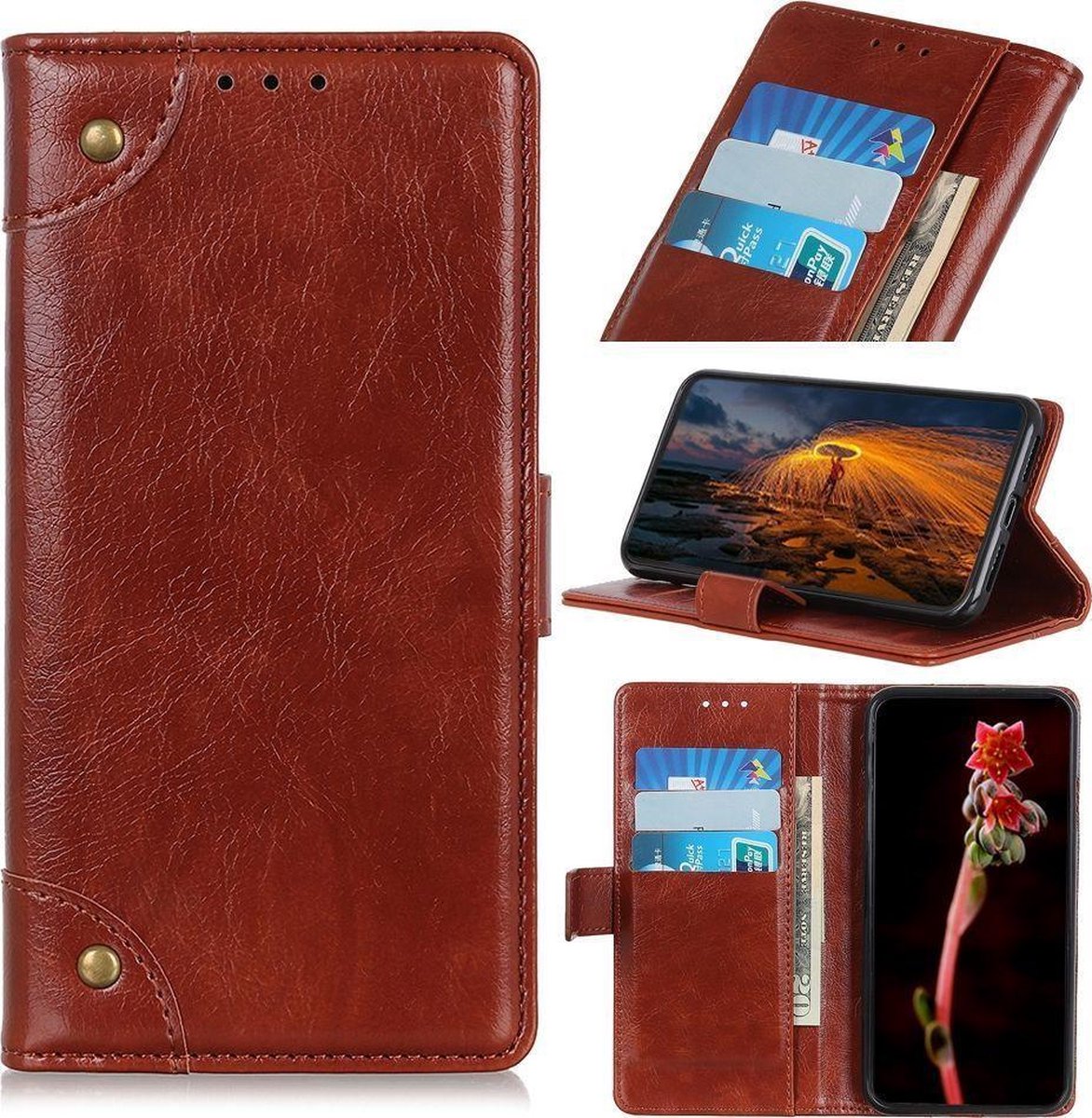 Mobigear Telefoonhoesje geschikt voor OnePlus Nord CE Hoesje | Mobigear Ranch Bookcase Portemonnee | Pasjeshouder voor 3 Pasjes | Telefoonhoesje voor Pinpas / OV Kaart / Rijbewijs - Bruin