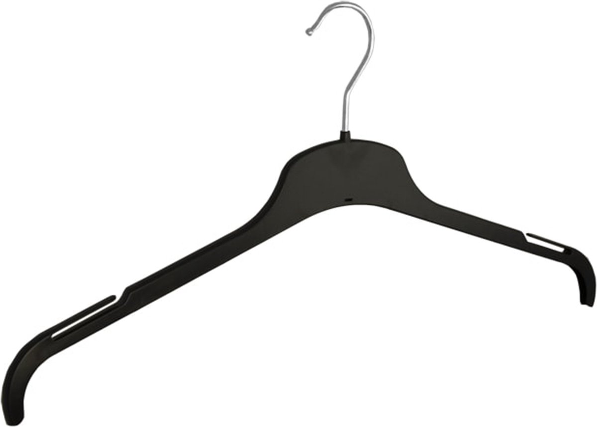 De Kledinghanger Gigant - 20 x Blousehanger / shirthanger kunststof zwart met rokinkepingen, 47 cm
