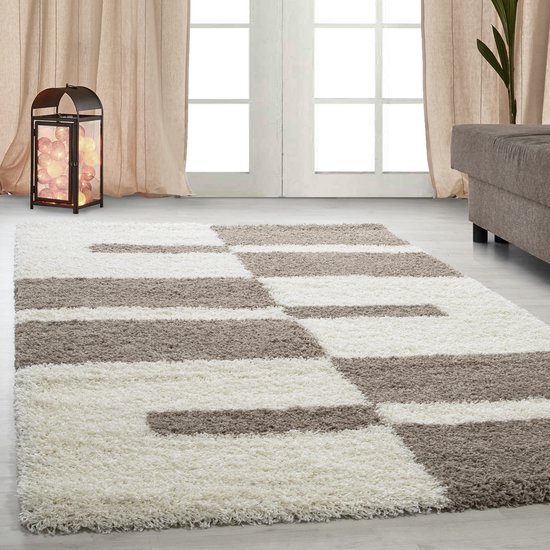 Pile Extra haute et tapis moderne Gala - beige - 160x230 cm