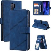 Voor Xiaomi Redmi 9 Skin Feel Business Horizontale Flip PU Lederen Case met Houder & Multi-kaartsleuven & Portemonnee & Lanyard & Fotolijst (Blauw)