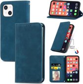Voor iPhone 13 Retro Skin Feel Business Magnetische Horizontale Flip Leather Case Met Houder & Kaartsleuven & Portemonnee & Fotolijst (Blauw)