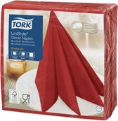 Tork LinStyle® servet 39x39cm 1/4-vouw rood 12x50