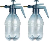 Set van 2x stuks kunststof drukspuiten/plantensproeiers blauw 1,5 L - Waterverstuivers