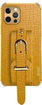 Samsung Galaxy S21 Plus Back Cover Hoesje met Handvat - PU Leer - Backcover - Samsung Galaxy S21 Plus - Geel