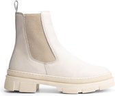 Mysa Camelia Leren dames enkellaarzen - Gevoerde chelseaboots - Wit Leer - Maat 37