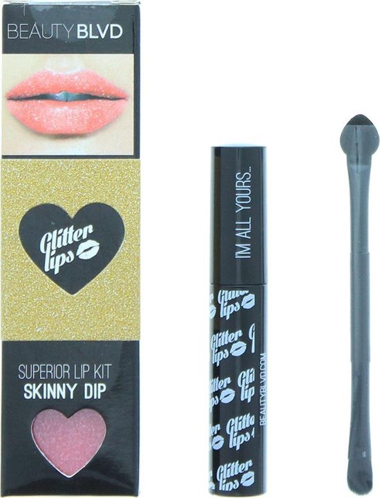 Beauty Blvd Glitter Lips Skinny Dip 3 Piece Gift Set: Gloss Bond 3.5ml - Glitter 3g - Lip Brush