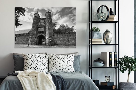 Peinture sur toile Helpoort à Maastricht - noir et blanc - 120x80 cm - Décoration murale