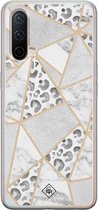 OnePlus Nord CE 5G hoesje siliconen - Stone & leopard print | OnePlus Nord CE case | Bruin/beige | TPU backcover transparant