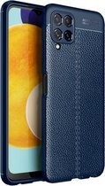 Voor Samsung Galaxy M32 Litchi Textuur TPU Schokbestendig Hoesje (Marineblauw)