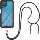 Voor Samsung Galaxy A12 Sterrenhemel Effen Kleur Serie Schokbestendige PC + TPU Beschermhoes met Nekband (Zwart)