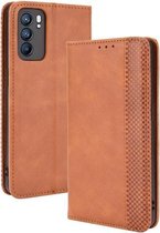 Voor OPPO Reno6 5G Magnetische Gesp Retro Crazy Horse Textuur Horizontale Flip Leather Case met Houder & Kaartsleuven & Fotolijst (Bruin)