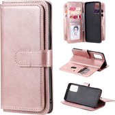 Voor Samsung Galaxy A82 5G Multifunctionele Magnetische Koperen Gesp Horizontale Flip Effen Kleur Lederen Case met 10 Kaartsleuven & Portemonnee & Houder & Fotolijst (Rose Goud)