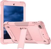 Siliconen + pc schokbestendige beschermhoes met houder voor iPad mini (2019) / mini 4 (roségoud)