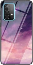 Voor Samsung Galaxy A52 5G/4G Sterrenhemel Geschilderd Gehard Glas TPU Schokbestendig Beschermhoes (Dream Sky)