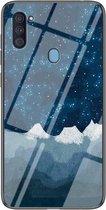 Voor Samsung Galaxy A11 US Versie Sterrenhemel Geschilderd Gehard Glas TPU Schokbestendig Beschermhoes (Star Chess Rob)