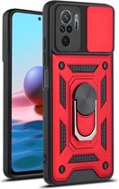Voor Xiaomi Redmi Note 10 Sliding Camera Cover Design TPU + pc-beschermhoes (rood)