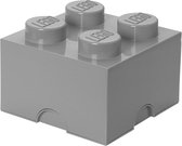 LEGO Opbergbox - Brick 4 - Grijs - 6 L - 25 cm x 25 cm x 18 cm - Kunststof