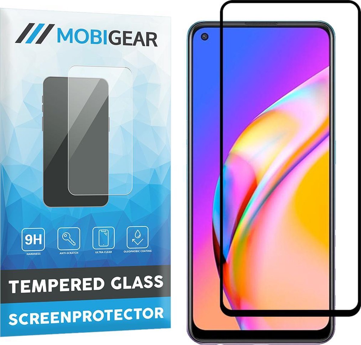 Mobigear Screenprotector geschikt voor OPPO A94 5G Glazen | Mobigear Premium Screenprotector - Case Friendly - Zwart